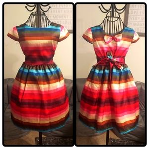 Joe-Ella multi-striped satin dress girls size 10